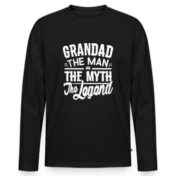 Grandad the Man the Myth the Legend - Men's Premium Organic Long Sleeve Shirt - black - Front - Nico (187cm)