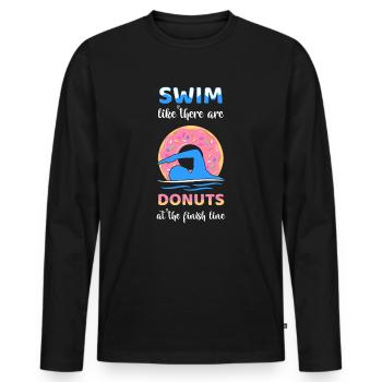 Nagez comme s’il y avait des beignets à la ligne d’arrivée - T-shirt manches longues Premium bio Homme - noir - Devant - Nico (187cm)