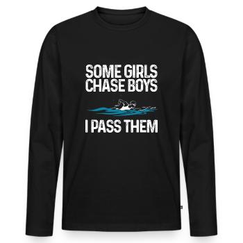 Funny Swimming Gift For Girls Women Swim - Men's Premium Organic Long Sleeve Shirt - black - Front - Nico (187cm)