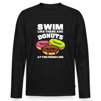 Funny Swimming Donut Design Men Women Swimmer - Men's Premium Organic Long Sleeve Shirt - black - Front - Nico (187cm)