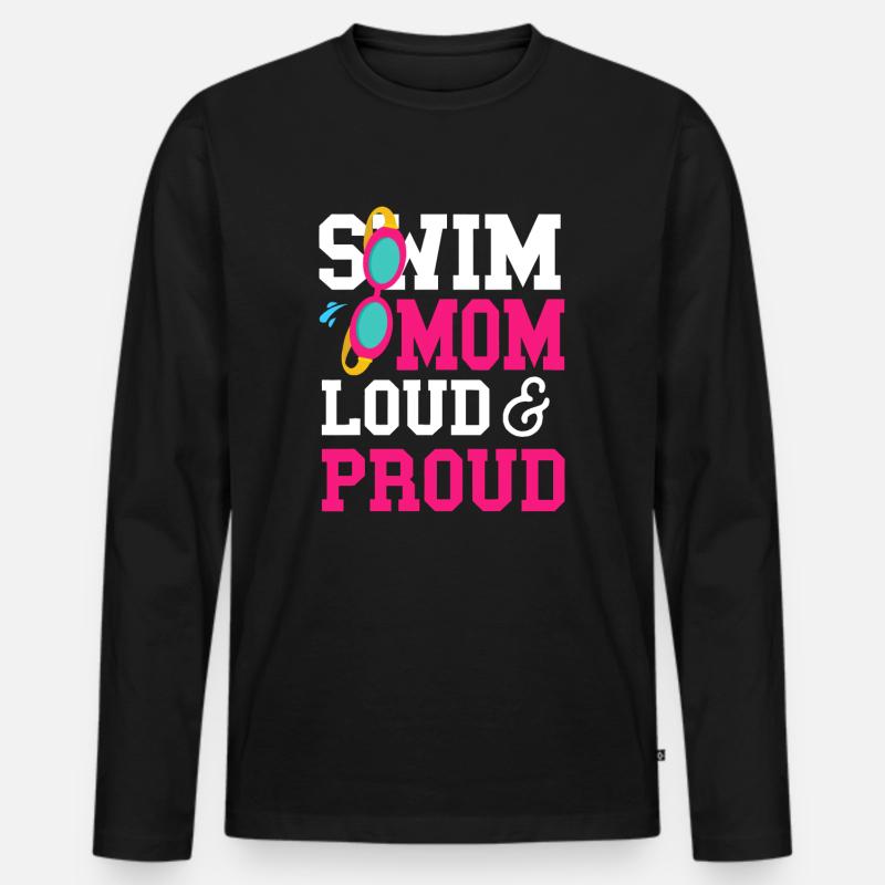 Schwimmer Schwimmen Mama - Männer Premium Bio Langarmshirt - Schwarz