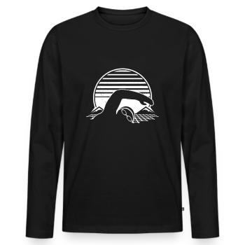 Natation Rétro Vintage Années 80s Style Nageur Cadeau - T-shirt manches longues Premium bio Homme - noir - Devant - Nico (187cm)
