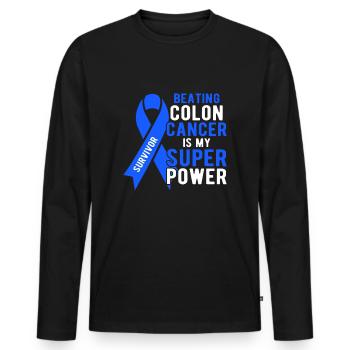 Colon Cancer Awareness Survivor - Men's Premium Organic Long Sleeve Shirt - black - Front - Nico (187cm)