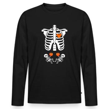 Baby Skeletons Thanksgiving Twins PregnancyGift Ha - Men's Premium Organic Long Sleeve Shirt - black - Front - Nico (187cm)