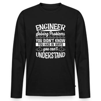 Engineer Solving Problems - Men's Premium Organic Long Sleeve Shirt - black - Front - Nico (187cm)