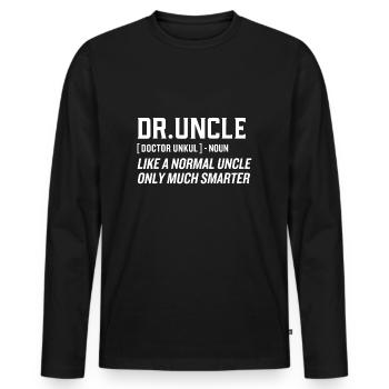Dr.Uncle Like A Normal Uncle - Men's Premium Organic Long Sleeve Shirt - black - Front - Nico (187cm)