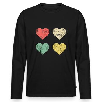 Hearts Pattern Valentines Day - Men's Premium Organic Long Sleeve Shirt - black - Front - Nico (187cm)