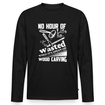 Wood Carving Time Spent On Wood Carving - Men's Premium Organic Long Sleeve Shirt - black - Front - Nico (187cm)