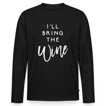 I'll Bring The Wine - Men's Premium Organic Long Sleeve Shirt - black - Front - Nico (187cm)