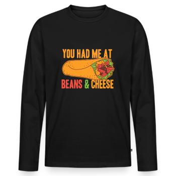 Burrito Beans And Cheese Cool Mexican Taco Food - Men's Premium Organic Long Sleeve Shirt - black - Front - Nico (187cm)