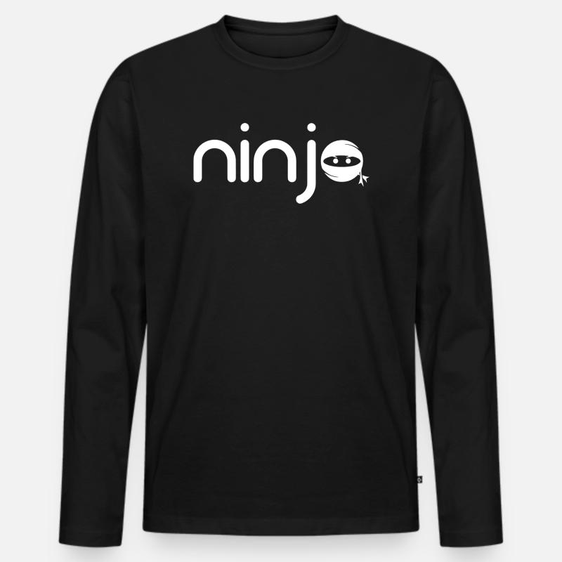 Ninja - Männer Premium Bio Langarmshirt - Schwarz