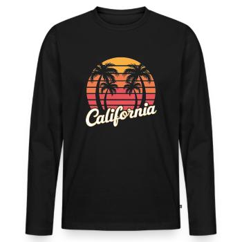 California Vintage Sunset - Men's Premium Organic Long Sleeve Shirt - black - Front - Nico (187cm)