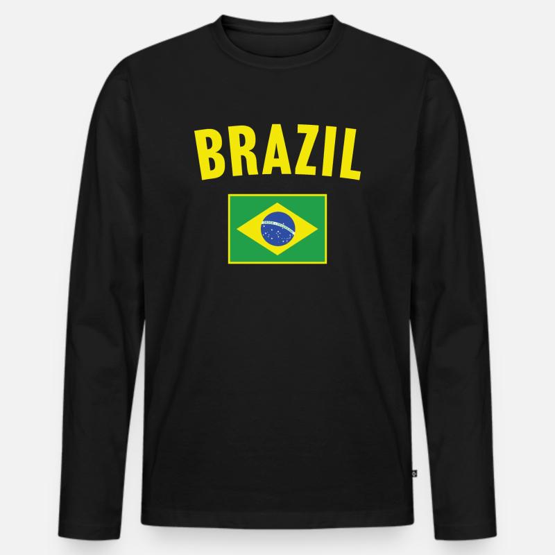Brasilien Flagge - Männer Premium Bio Langarmshirt - Schwarz