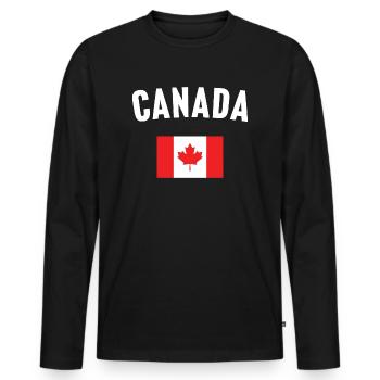 Drapeau du Canada - T-shirt manches longues Premium bio Homme - noir - Devant - Nico (187cm)