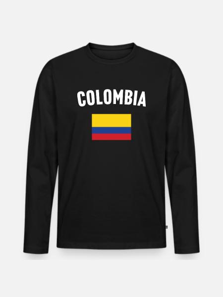 Drapeau de la Colombie - T-shirt manches longues Premium bio Homme - noir