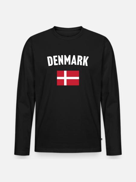 Danmarks flag - Premium økologisk langærmet T-shirt til mænd - sort