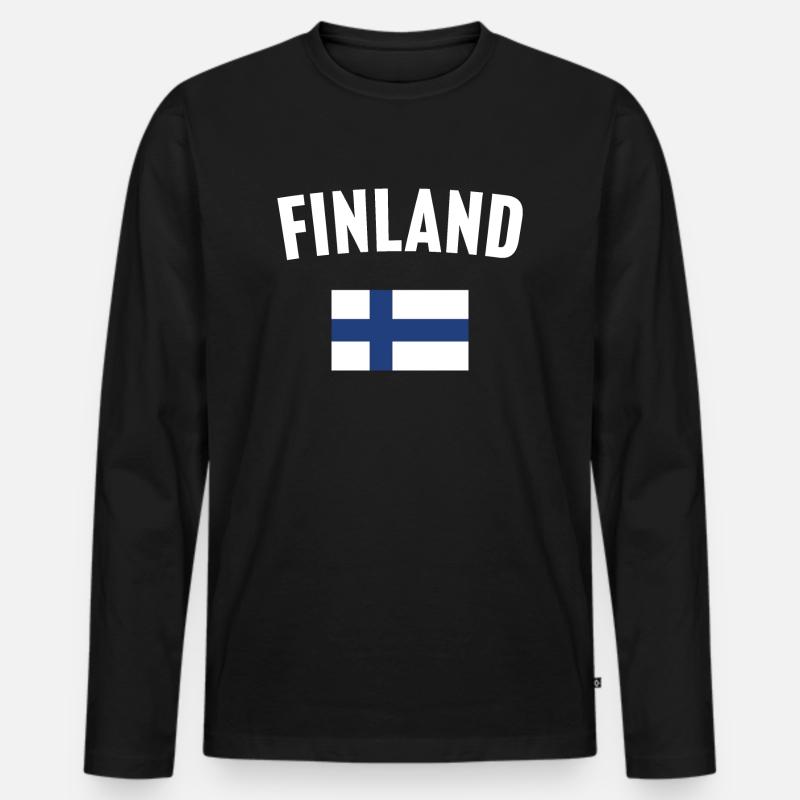 Finnland Flagge - Männer Premium Bio Langarmshirt - Schwarz