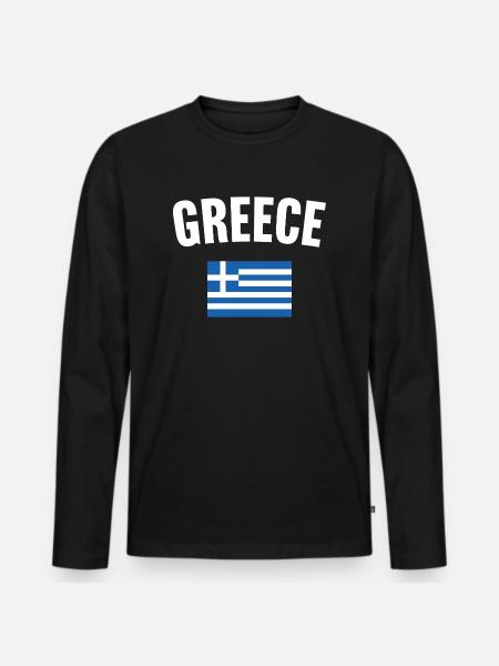 Greece Flag - Men's Premium Organic Long Sleeve Shirt - black
