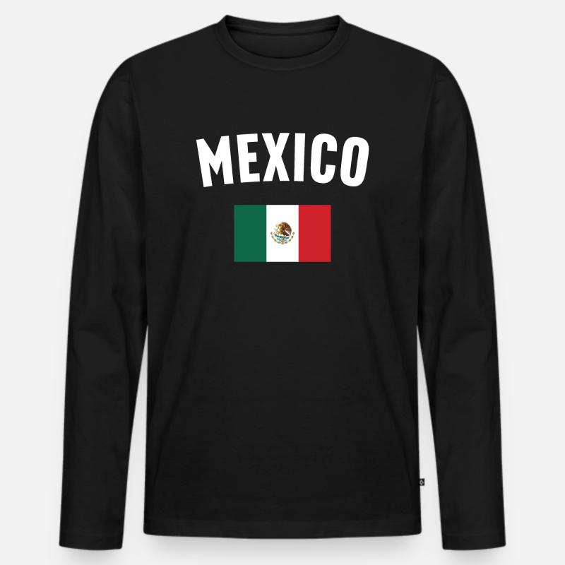 Mexiko Flagge - Männer Premium Bio Langarmshirt - Schwarz