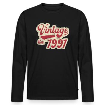 Vintage Est 1991 - Men's Premium Organic Long Sleeve Shirt - black - Front - Nico (187cm)