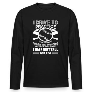 Softball I Am A Softball Mom - Men's Premium Organic Long Sleeve Shirt - black - Front - Nico (187cm)