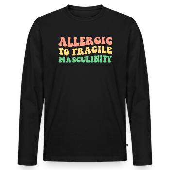 Allergic To Fragile Masculinity V - Men's Premium Organic Long Sleeve Shirt - black - Front - Nico (187cm)