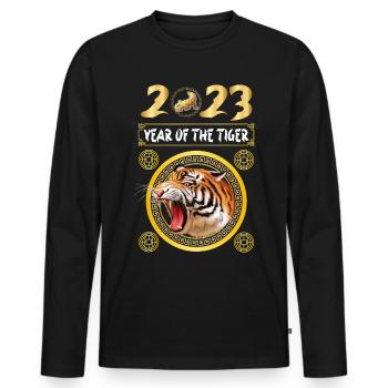 Year of the Tiger 2023 - Chinesisches Neujahrsfest - Männer Premium Bio Langarmshirt - Schwarz - Vorne - Nico (187cm)