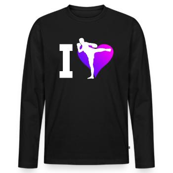 Thai Boxing Men Thai Boxing Thai Boxer Thai Boxing - Men's Premium Organic Long Sleeve Shirt - black - Front - Nico (187cm)