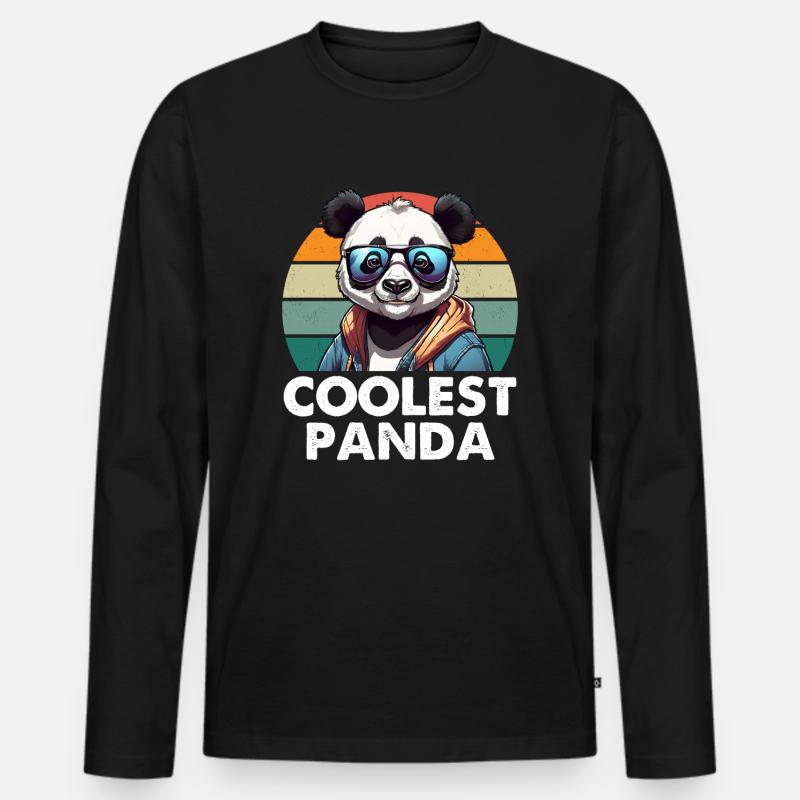 Coolest Panda - Männer Premium Bio Langarmshirt - Schwarz