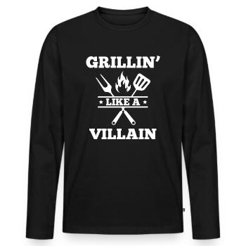 Grillin' Like A Villain - Men's Premium Organic Long Sleeve Shirt - black - Front - Nico (187cm)