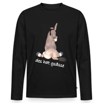 Spruch, Esel, schwäbisch - Männer Premium Bio Langarmshirt - Schwarz - Vorne - Nico (187cm)
