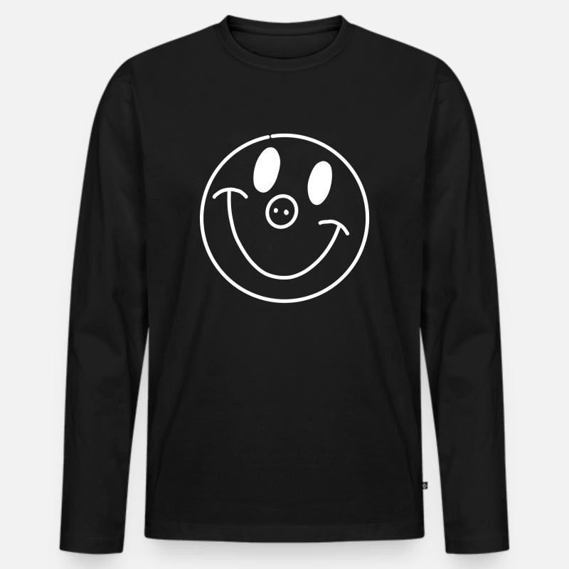 Smilie - Männer Premium Bio Langarmshirt - Schwarz