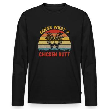 Chicken - Chicken Butt - Funny Chicken - T-shirt manches longues Premium bio Homme - noir - Devant - Nico (187cm)