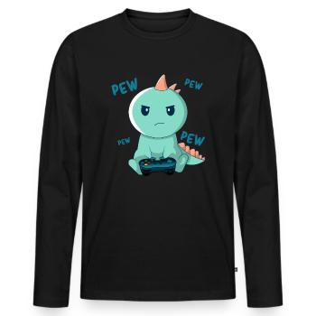 Gamer - Cute Gamer - Gamer Dino - Gamer Life - Männer Premium Bio Langarmshirt - Schwarz - Vorne - Nico (187cm)