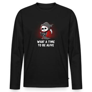 Death - Death Humor - Grim Death - Reaper Death - Männer Premium Bio Langarmshirt - Schwarz - Vorne - Nico (187cm)