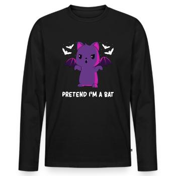 Halloween - Halloween Cat - Halloween Bat - Men's Premium Organic Long Sleeve Shirt - black - Front - Nico (187cm)