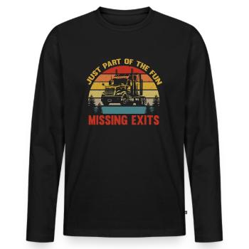 Rétro Chauffeur de camion Humour Camionneur Sarcasme Camionnage - T-shirt manches longues Premium bio Homme - noir - Devant - Nico (187cm)