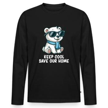 Climate Change Global Warming Earth Day Polar Bear - Männer Premium Bio Langarmshirt - Schwarz - Vorne - Nico (187cm)