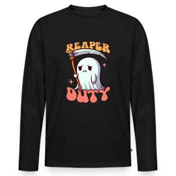 Ghost - Grim Ghost - Reaper Ghost Halloween Ghost - Männer Premium Bio Langarmshirt - Schwarz - Vorne - Nico (187cm)