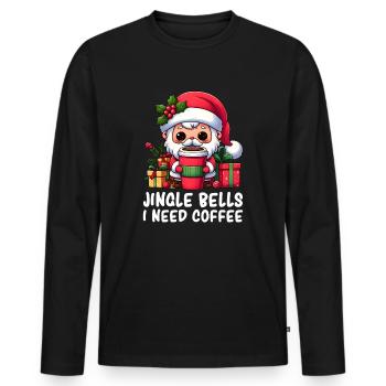 Père Noël - Père Noël - Père Noël Père Noël Père Noël - T-shirt manches longues Premium bio Homme - noir - Devant - Nico (187cm)