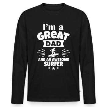 Je suis un papa formidable et un surfeur cool - T-shirt manches longues Premium bio Homme - noir - Devant - Nico (187cm)