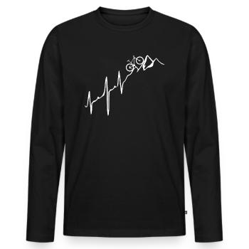 Bike + Mountains - Heartbeat - Men's Premium Organic Long Sleeve Shirt - black - Front - Nico (187cm)