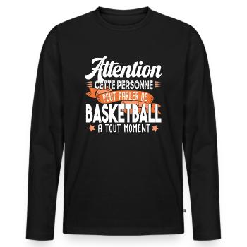 Basketball Basketteur Basket Basketteuse humour - T-shirt manches longues Premium bio Homme - noir - Devant - Nico (187cm)