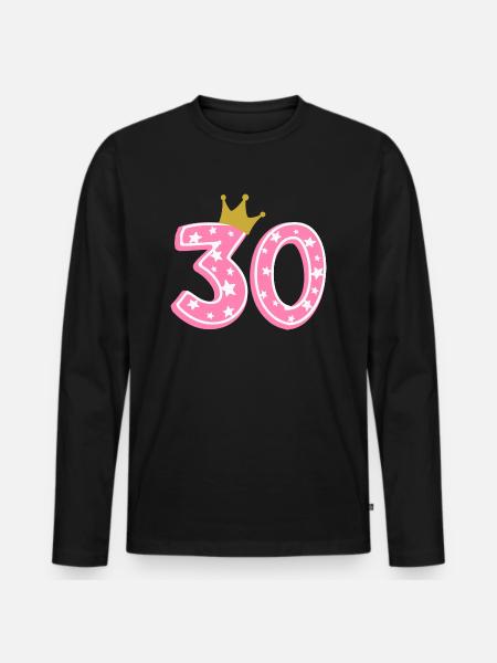30 Krone 30 års fødselsdag 30 år - Premium økologisk langærmet T-shirt til mænd - sort