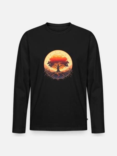Træ af livscyklus for fødsel og vækst - Premium økologisk langærmet T-shirt til mænd - sort