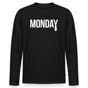 Lundi - Montag - T-shirt manches longues Premium bio Homme - noir - Devant - Nico (187cm)