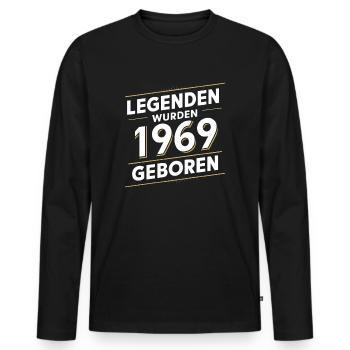 Legends were born in 1969 - Men's Premium Organic Long Sleeve Shirt - black - Front - Nico (187cm)
