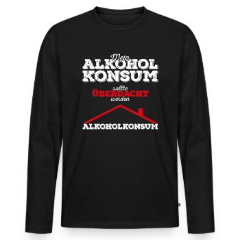 Mein Alkoholkonsum sollte überdacht werden! - Männer Premium Bio Langarmshirt - Schwarz - Vorne - Nico (187cm)