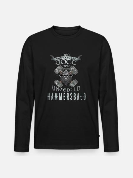 Wikinger Nordische Gott der Ungeduld Hammersbald - Männer Premium Bio Langarmshirt - Schwarz