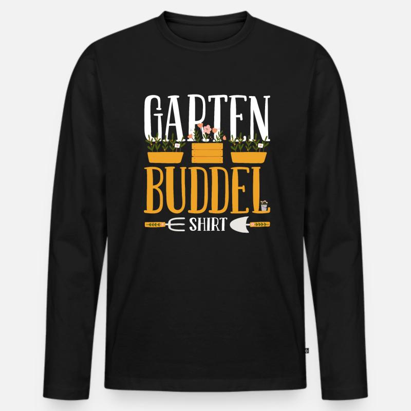 Offizielles Garten Buddelshirt - Männer Premium Bio Langarmshirt - Schwarz